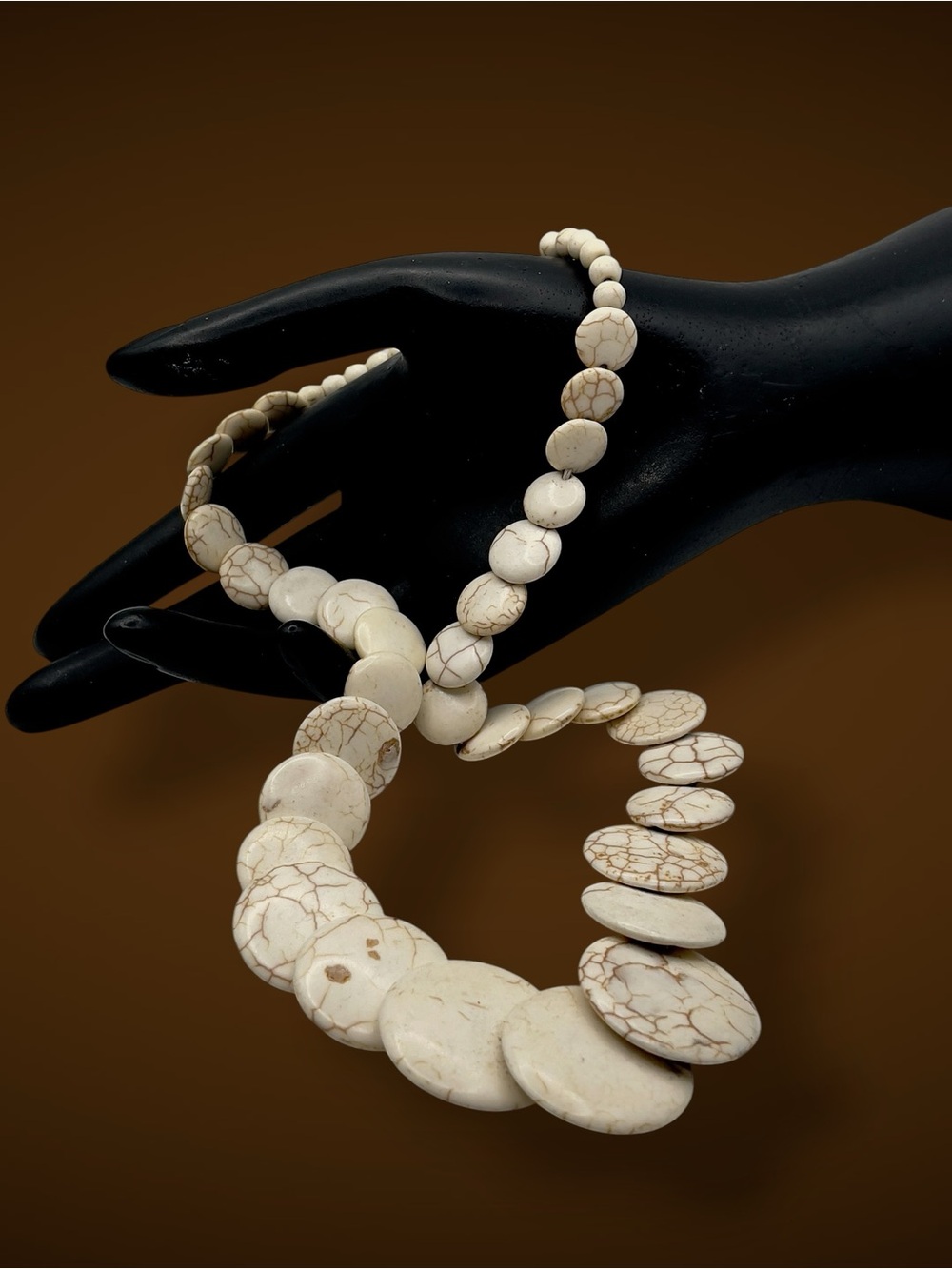 Chunky White Magnesite Disc Statement Collar Necklace Southwestern Style Boho